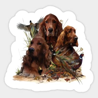 Irish Setters with Pheasants Sticker